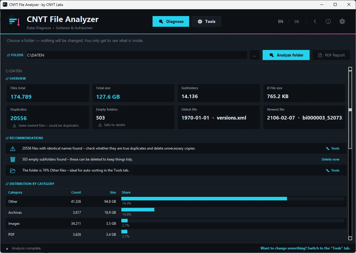 CNYT File Analyzer – Dark Mode